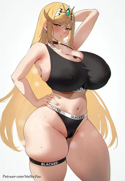 HellToYou - [Daily Extras] Mythra Blacked (14 дополнительных изображений) (Patreon) [AI Generated] - Хентай галерея