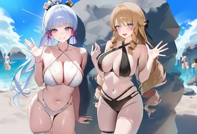 (kilerai) Ayaka Kamisato & Navia Casper - Genshin Impact (AI Generated) - Galeria Hentai