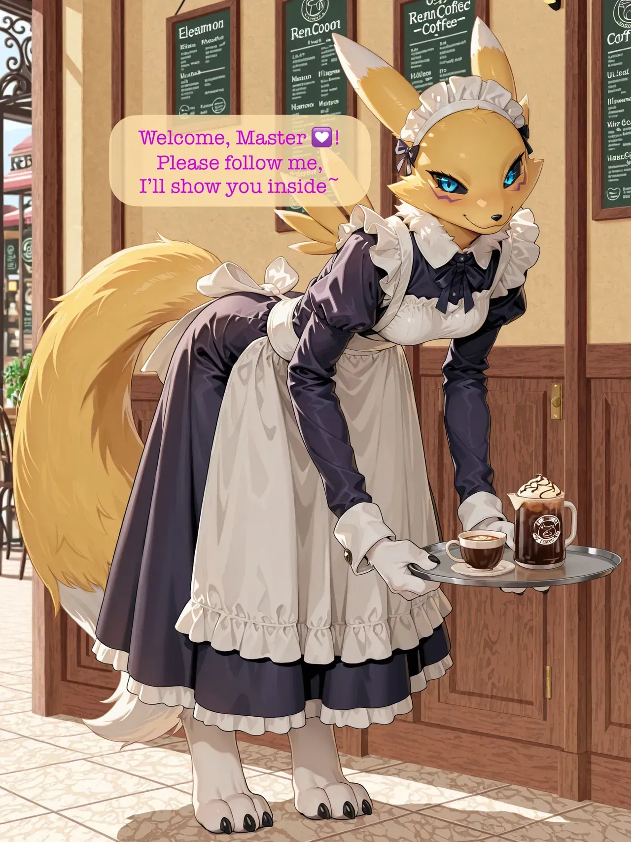 Renamon Maid caf&eacute; (AI Generated) - Galeria Hentai