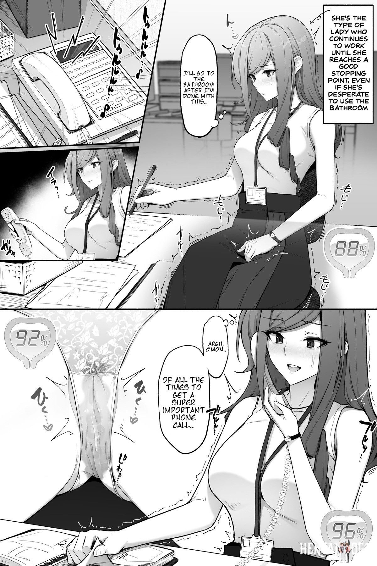 (Cocomachi) Office lady peeing though panties on toilet - Hentai Gallery