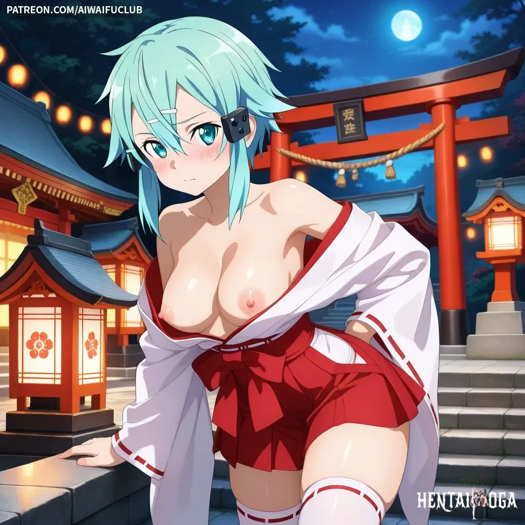 Sinon 詩音 Miko outfit Sex by AIWaifuClub - Sinon AIWaifuClub - Hentai Gallery - Image 1