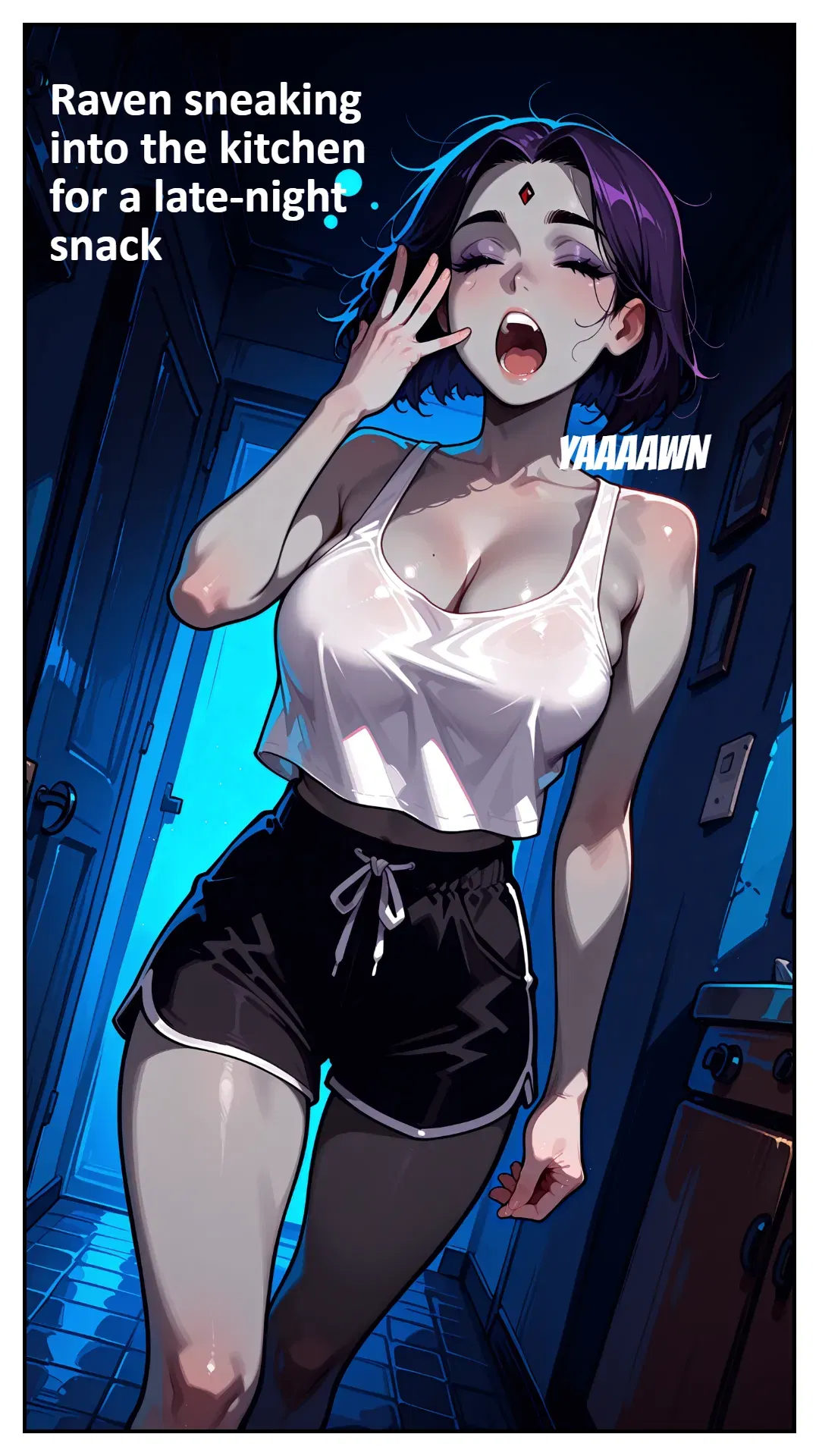 Raven se cuela en la cocina para tomar un tentempié nocturno (Mittoshura). - Galería Hentai - Image 1
