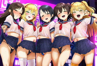 (Laura) Arisu Tachibana, Chie Sasaki, Momoka Sakurai, Miria Akagi, Rika Jogasaki [Uniforme de marinera] - Galería Hentai