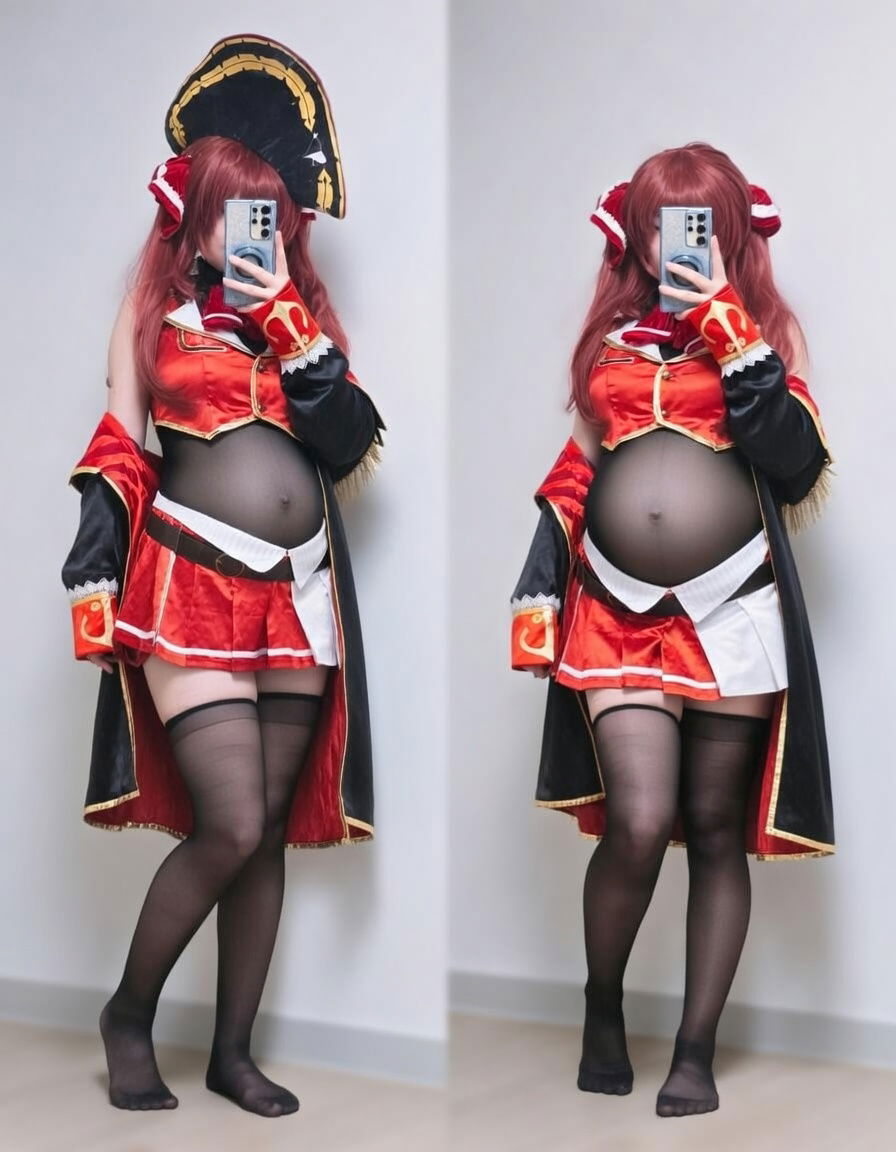 (Китсунэ) Косплейер из «Хошоу Марин» беременна - Хентай галерея - Image 1