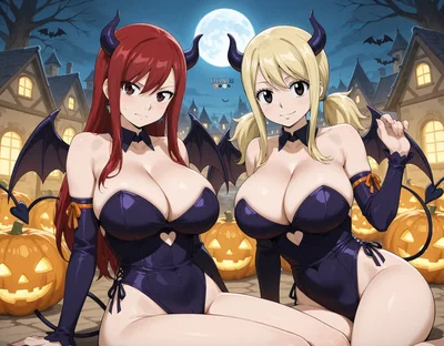 Lucy& Erza Halloween - Hentai Gallery