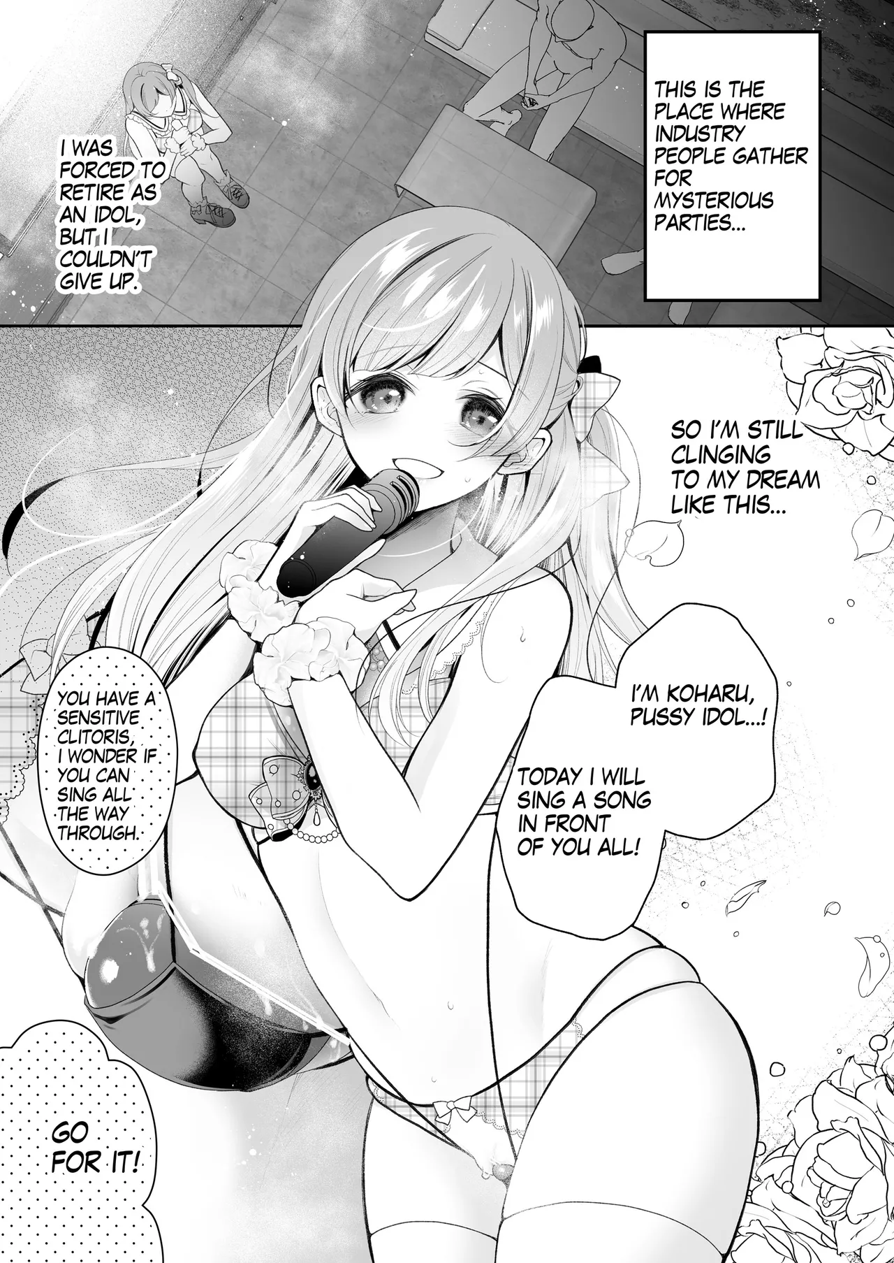 (Nanasaki) (Versão em inglês / Quadrinhos) Manga de resistência com tortura no clitóris da Idol-chan, 8 páginas - Galeria Hentai - Image 1