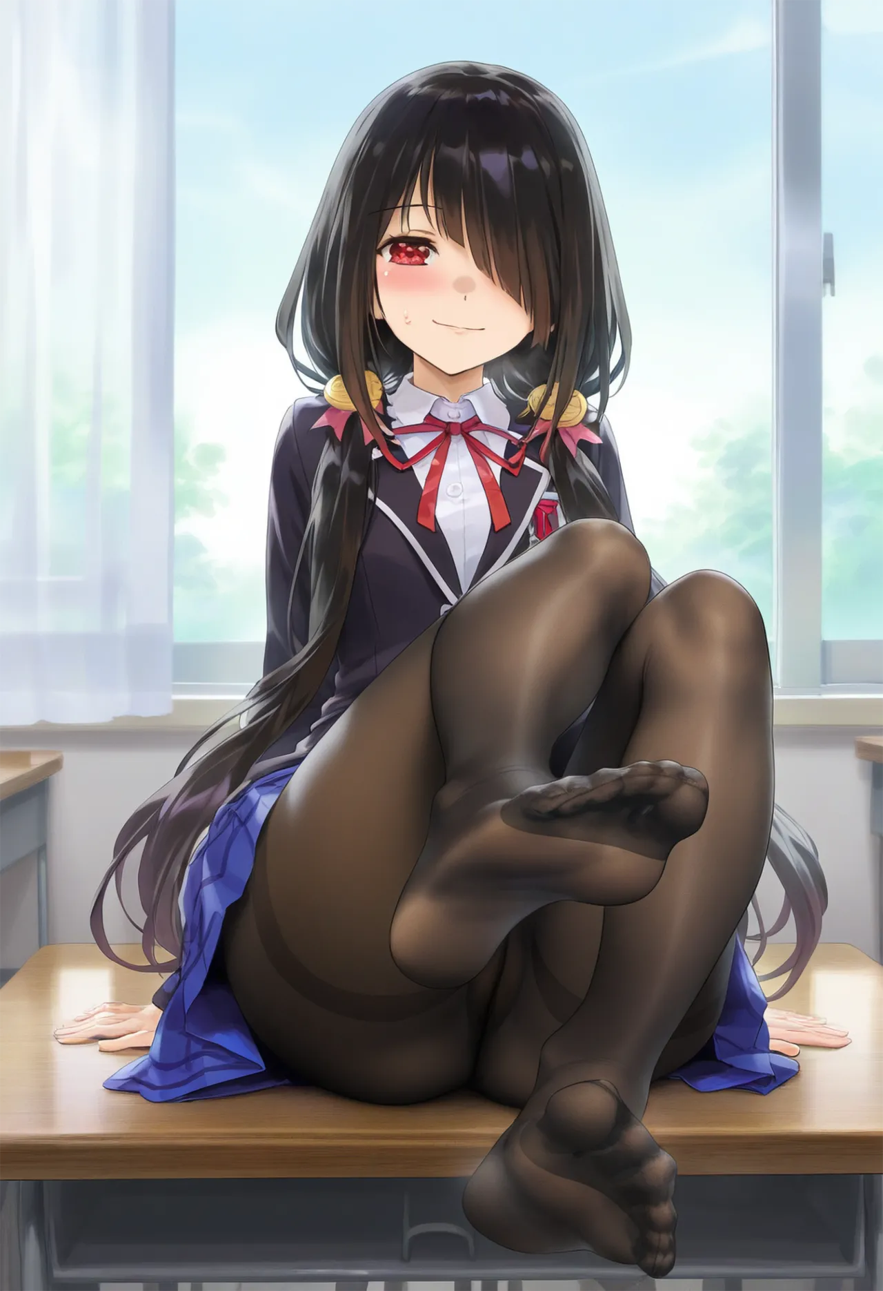 (スクラロース ) 校服时崎狂三-黑丝裤袜 恋足癖福利 - Hentai Gallery - Image 1