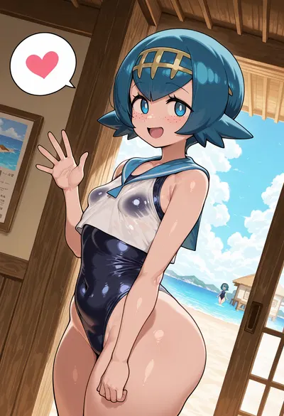 Lana(Pokemon)-req-serafuku.swimsuit-house.beach-BBC - Hentai Gallery