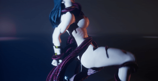 Con đĩ to xác bị con quái vật xúc tu ác mộng đụ vào lồn, đít và mặt. - Hentai GIF