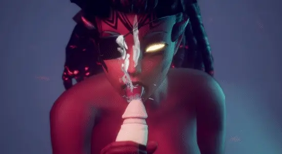 Devil Slut faz uma punheta no final para um ladrão - GIF Hentai