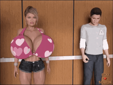 GUY WANTS PIC OF SHARON'S GIANT JUGGS - Hentai GIF