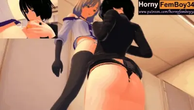 One Punch Man - Fubuki bị quan hệ tình dục qua đường hậu môn trong nhà vệ sinh công cộng bởi Femboy. - GIF Hentai