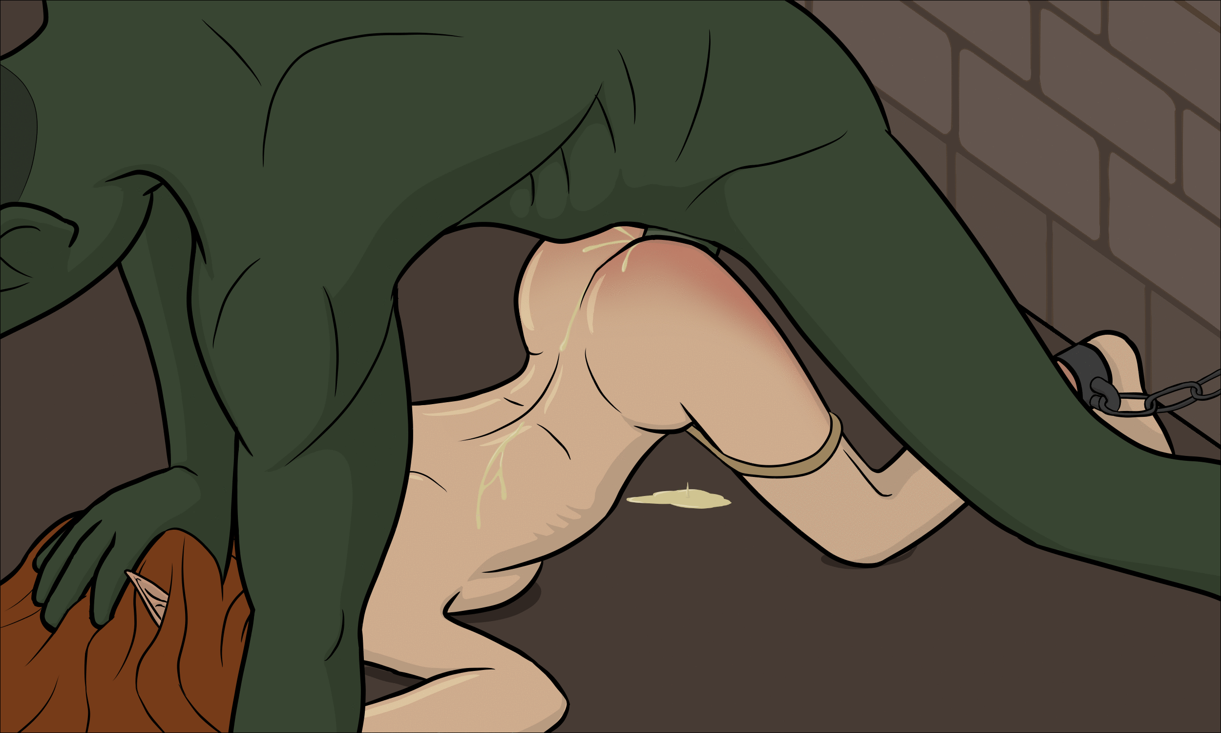 Orc using his elven slave - Hentai GIF