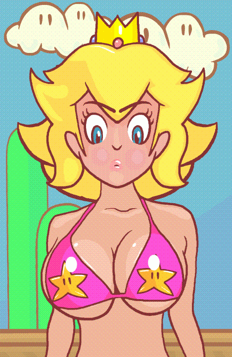Princess Peach bouncing them titties - Hentai GIF