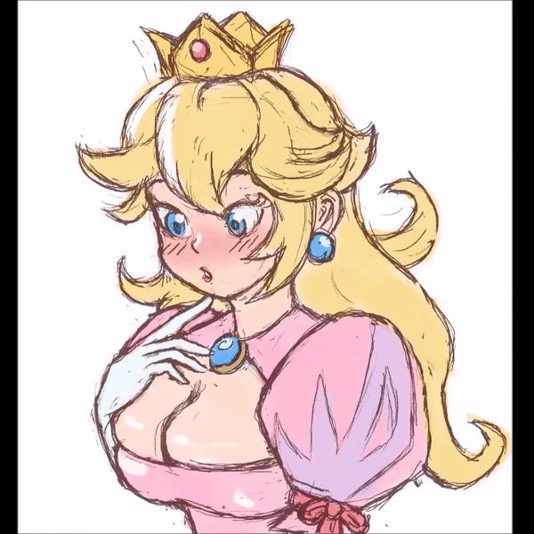 Princess Peach can't keep them titties contained - Hentai GIF