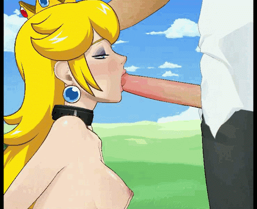 Princesa Peach engolindo um pau enorme - GIF Hentai