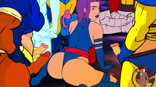 Psyloch about to have every hole stuffed - Hentai GIF