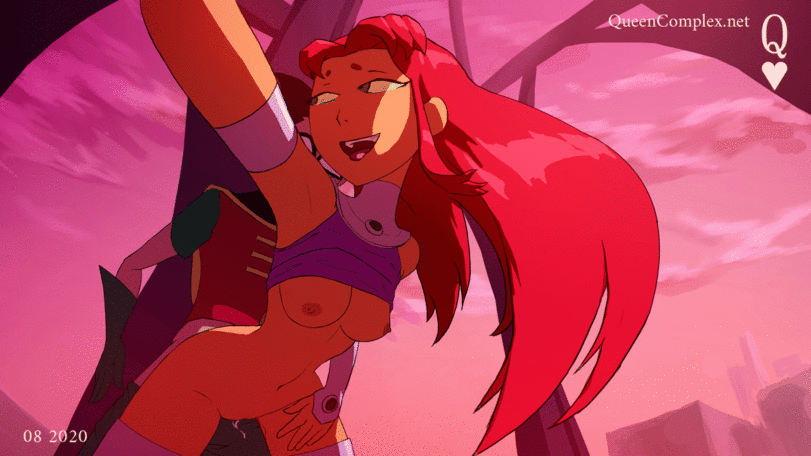 Robin fucking Starfire doggy - Hentai GIF