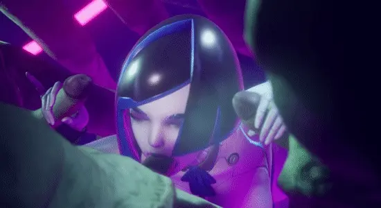 Robo Hot Chick chupa pollas de monstruos espaciales #3 - GIF Hentai