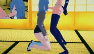 Attack on Titan - FUTA Historia Reiss likes to bounce her ass on Femboy's dick - Hentai GIF