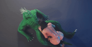 Big Ass Slut do a blowjob to a Lizardman #3 - Hentai GIF