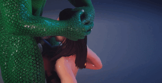 Big Ass Slut do a blowjob to a Lizardman #5 - Hentai GIF