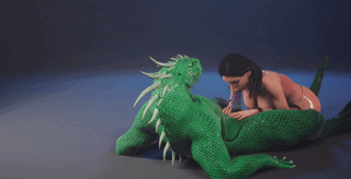 Big Ass Slut do a blowjob to Lizardman #4 - Hentai GIF