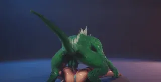 Vagabunda de bunda grande transando com o Homem Lagarto - Hentai GIF
