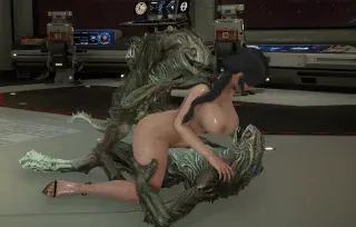 Con đĩ ngực to bị hai con quái vật đụ - GIF Hentai