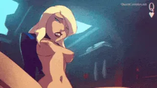 Черная Канарейка скачет на члене - Хентай GIF