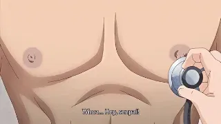 Cena de brincadeira com os mamilos em cfnm em "Boku Tu Joi No Shinatsu Nisshi" - GIF Hentai