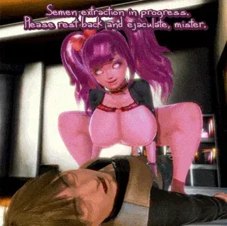 فتاة ضخمة ترتدي ملابس وردية تركب قضيبًا صلبًا - GIF هنتاي