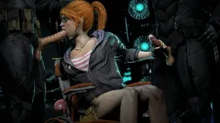 Оракул сосет Бэтмену и дрочит Найтвингу - Хентай GIF