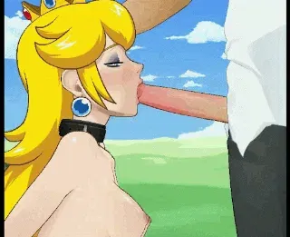 La princesa Peach tragándose una polla enorme - GIF Hentai