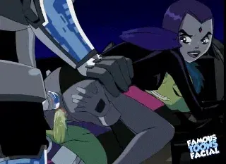 Raven DP'd by Cyborg and Beastboy - Hentai GIF