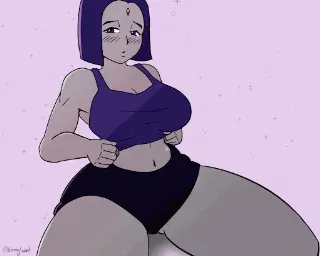 Raven mostrando-nos aquelas mamas grandes - GIF Hentai
