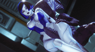 Robo Hot Chick, coño provocado por un monstruo espacial con una polla gigante. - GIF Hentai