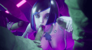Robo Hot Chick chupa pollas de monstruos espaciales #2 - GIF Hentai