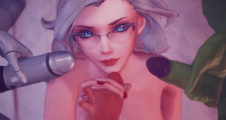 Chica de pelo blanco hace una paja - GIF Hentai