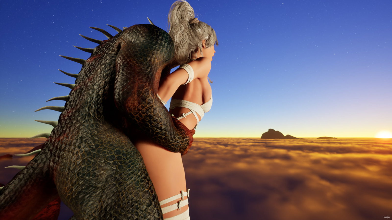 Por encima de las nubes: fuego y silencio - Daenerys y Drogon - hentai porno - Video Hentai