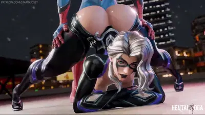 A Gata Negra está à disposição do Homem-Aranha - porn hentai - Vídeo Hentai