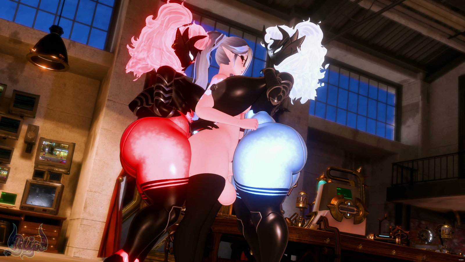 BlipsVR - Warframe Ember on Futa Threesome - hentai porn - Hentai Video