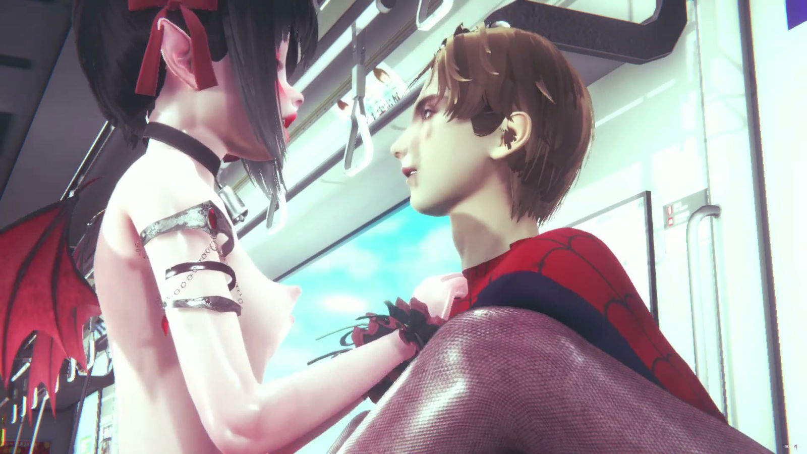 DEMÔNIOS, MULHERES E O HOMEM-ARANHA FODENDO EM PÚBLICO - porn hentai - Vídeo Hentai