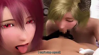 Devil's Job - Две суккубы вызываются для 3D хентай секса втроем - هنتاي بورن - فيديو هنتاي