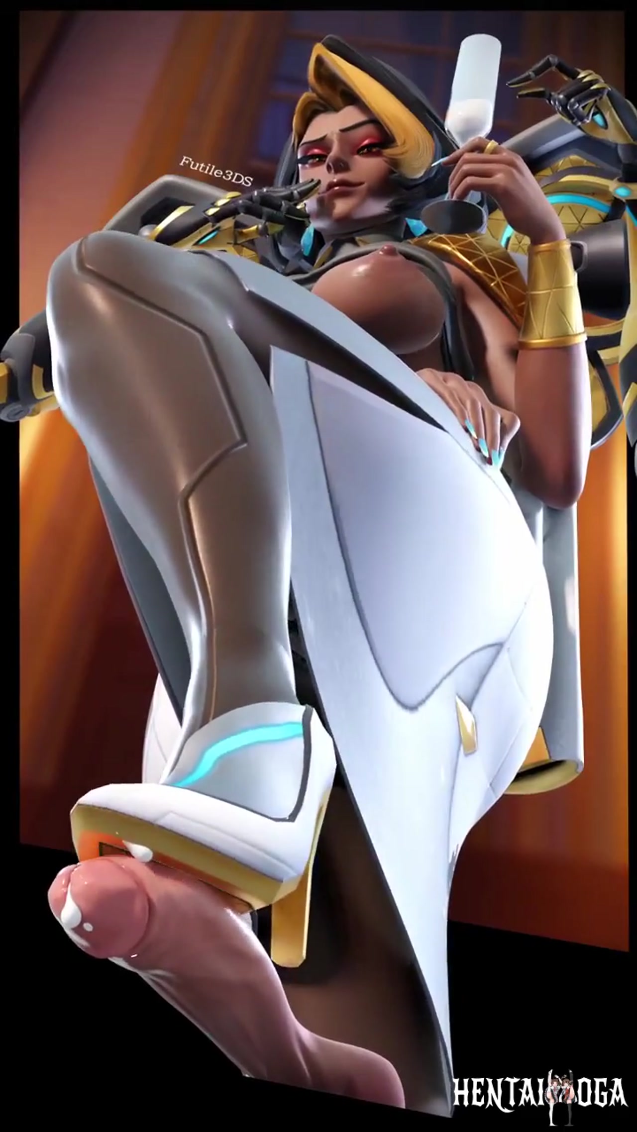 Domina footjob with her heel - hentai porn - Hentai Video