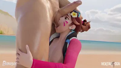 D.va сосет яйца на пляже - хентай порно - Хентай Видео
