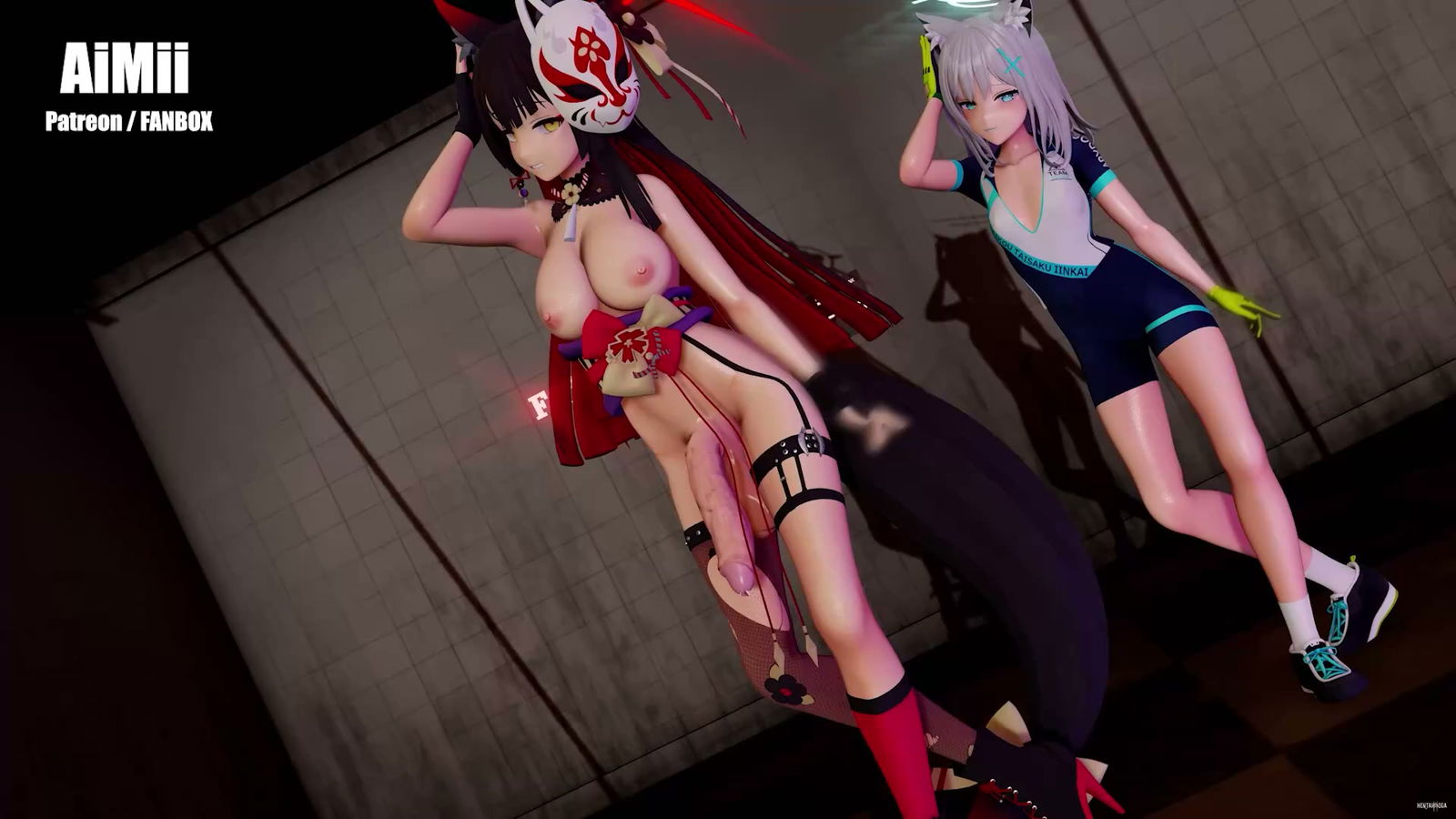 Futanari Wakamo x Shiroko 「Not Shy」 Dance＆Sex - hentai porn - Hentai Video