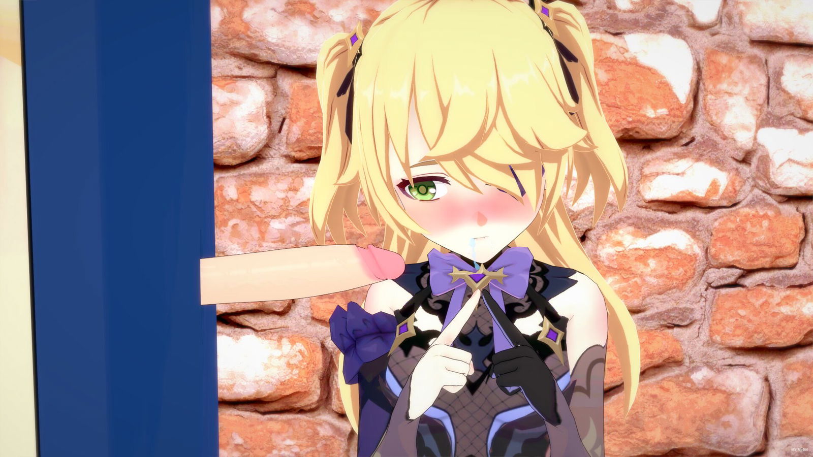 Mamada en el gloryhole de Fischl - هنتاي بورن - فيديو هنتاي