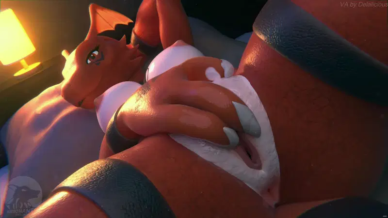 Guilomon fingering herself (digimon)