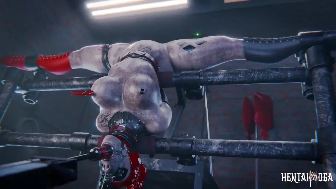 Harley Quinn trapped in a machine